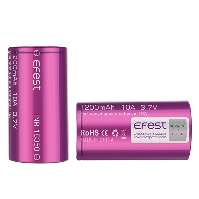 EFEST 18350 Li-Ion Akku 1200 mAh – 3,7 V Hochstromzelle | 10A Dauerlast | Flat Top ungeschützt