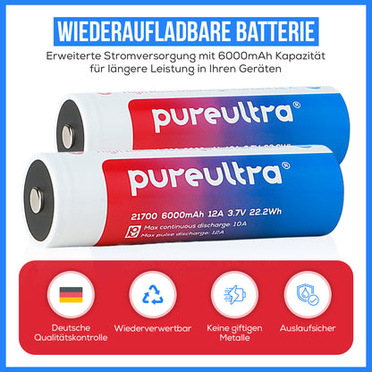 21700 6000mAh 3.7V Li-Ion Akku | Schutzschaltung integriert | 12A High Drain