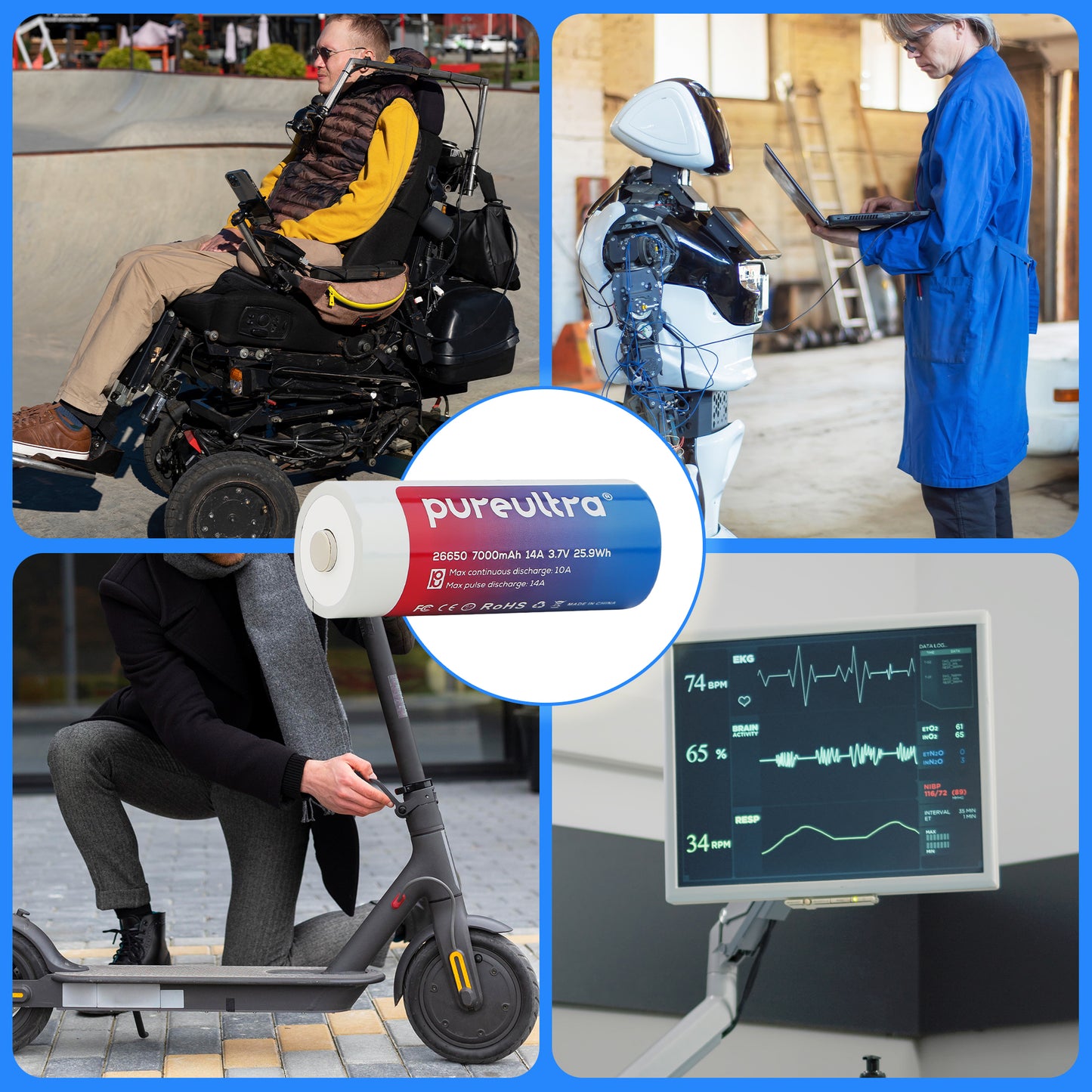 PureUltra 26650 Li-ion Akku 7000mAh | 14A | 3.7V | geschützt | wiederaufladbar