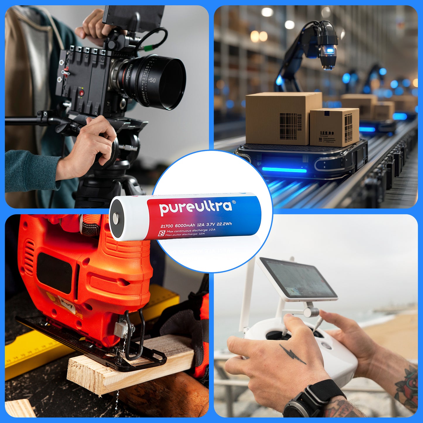 21700 6000mAh 3.7V Li-Ion Akku | Schutzschaltung integriert | 12A High Drain