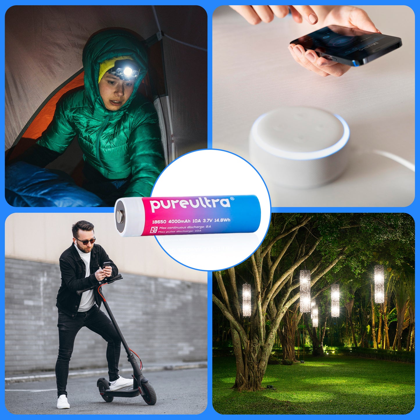 PureUltra 18650 Li-ion Akku – 10A | 4000mAh | 3.7V | geschützt | wiederaufladbar