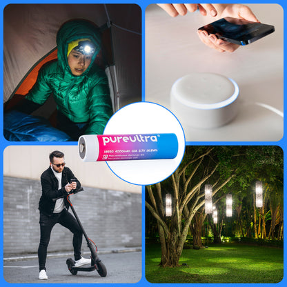 PureUltra 18650 Li-ion Akku – 10A | 4000mAh | 3.7V | geschützt | wiederaufladbar