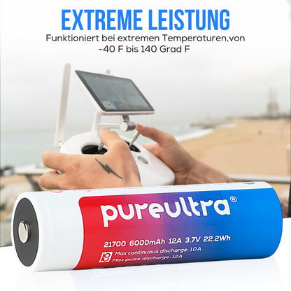 21700 6000mAh 3.7V Li-Ion Akku | Schutzschaltung integriert | 12A High Drain