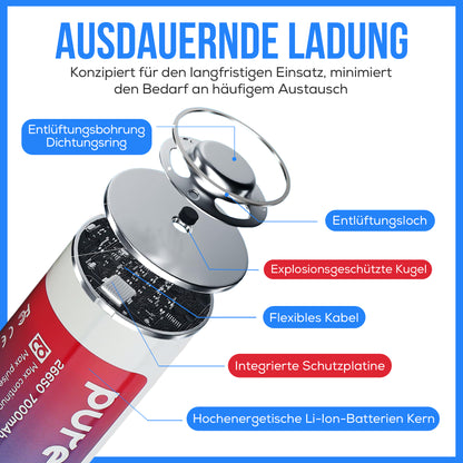 PureUltra 26650 Li-ion Akku 7000mAh | 14A | 3.7V | geschützt | wiederaufladbar