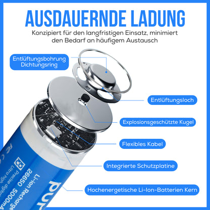 PureUltra 26650 Li-ion Akku – 5000mA | 3.7V | geschützt | wiederaufladbar