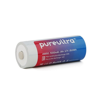 PureUltra 26650 Li-ion Akku 7000mAh | 14A | 3.7V | geschützt | wiederaufladbar