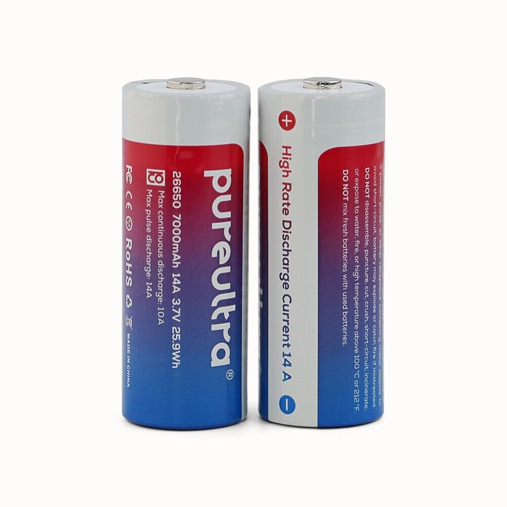 PureUltra 26650 Li-ion Akku 7000mAh | 14A | 3.7V | geschützt | wiederaufladbar