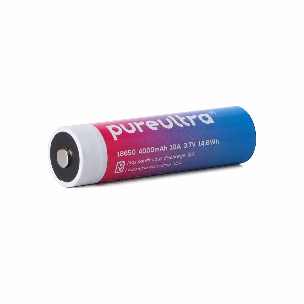 PureUltra 18650 Li-ion Akku – 10A | 4000mAh | 3.7V | geschützt | wiederaufladbar