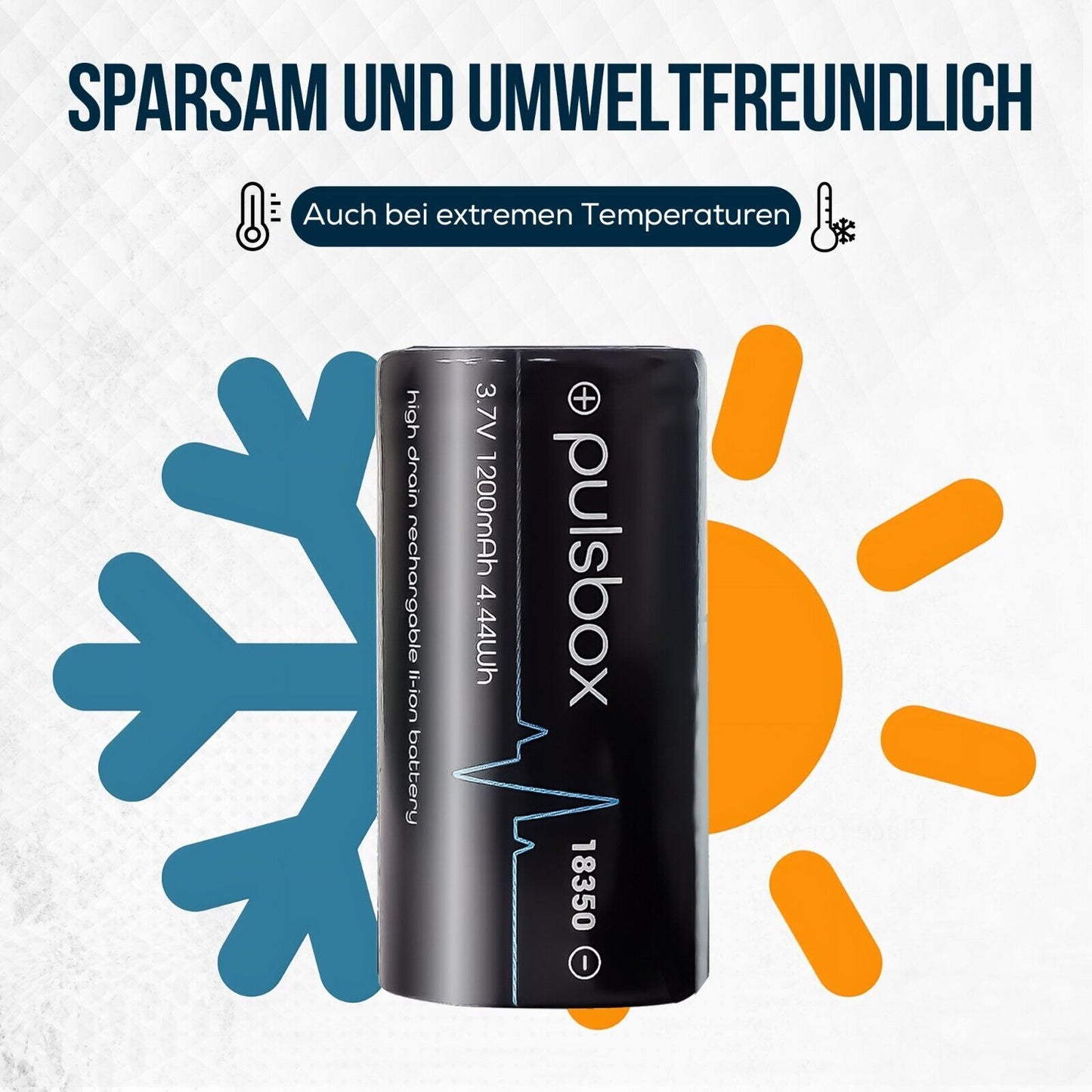 pulsbox IMR 18350 Li-Ion Akku 3,7V | Flat Top | 1200mAh | 10A High Drain