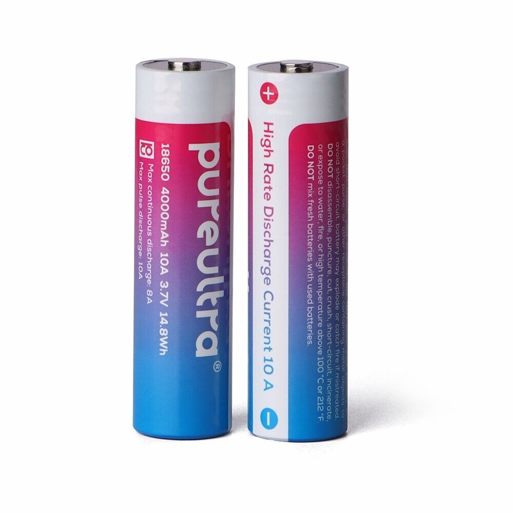PureUltra 18650 Li-ion Akku – 10A | 4000mAh | 3.7V | geschützt | wiederaufladbar