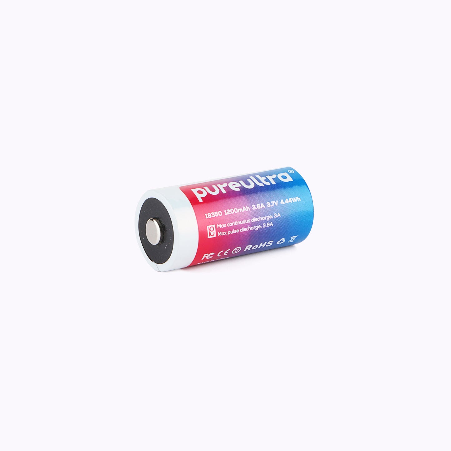 PureUltra 18350 Li-Ion Akku 1200mAh – Wiederaufladbar mit PCB Schutzschaltung – Hohe Leistung für LED-Taschenlampen, Controller UVM