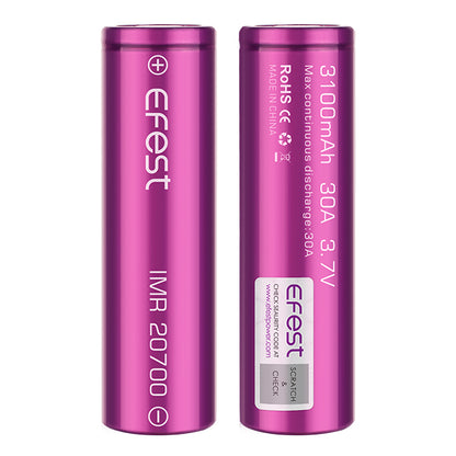 EFEST 20700 Li-Ion Akku 3100 mAh – Hochstromzelle 3,7 V | 30A Dauerlast | Flat Top IMR