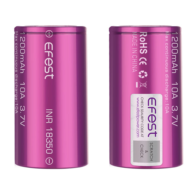 EFEST 18350 Li-Ion Akku 1200 mAh – 3,7 V Hochstromzelle | 10A Dauerlast | Flat Top ungeschützt