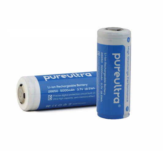 PureUltra 26650 Li-ion Akku – 5000mA | 3.7V | geschützt | wiederaufladbar
