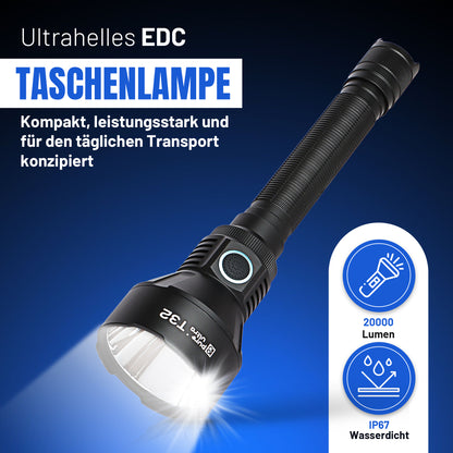 T32 Taschenlampe, 3.200 Lumen, 1.150 Meter Reichweite, Hochleistungs-LED, Wasserdicht & Robust für Outdoor- und Professionellen Einsatz