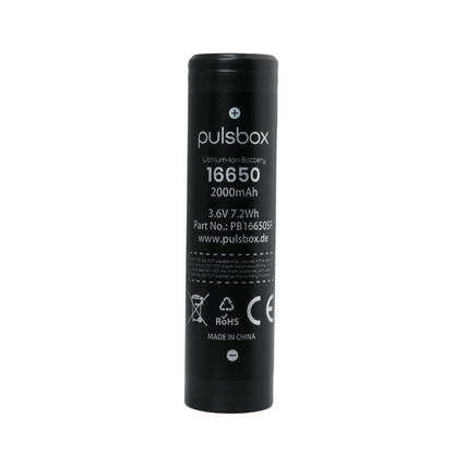 pulsbox 16650 Li-Ionen-Akku – 2000mAh, 6A, kompakt und zuverlässig
