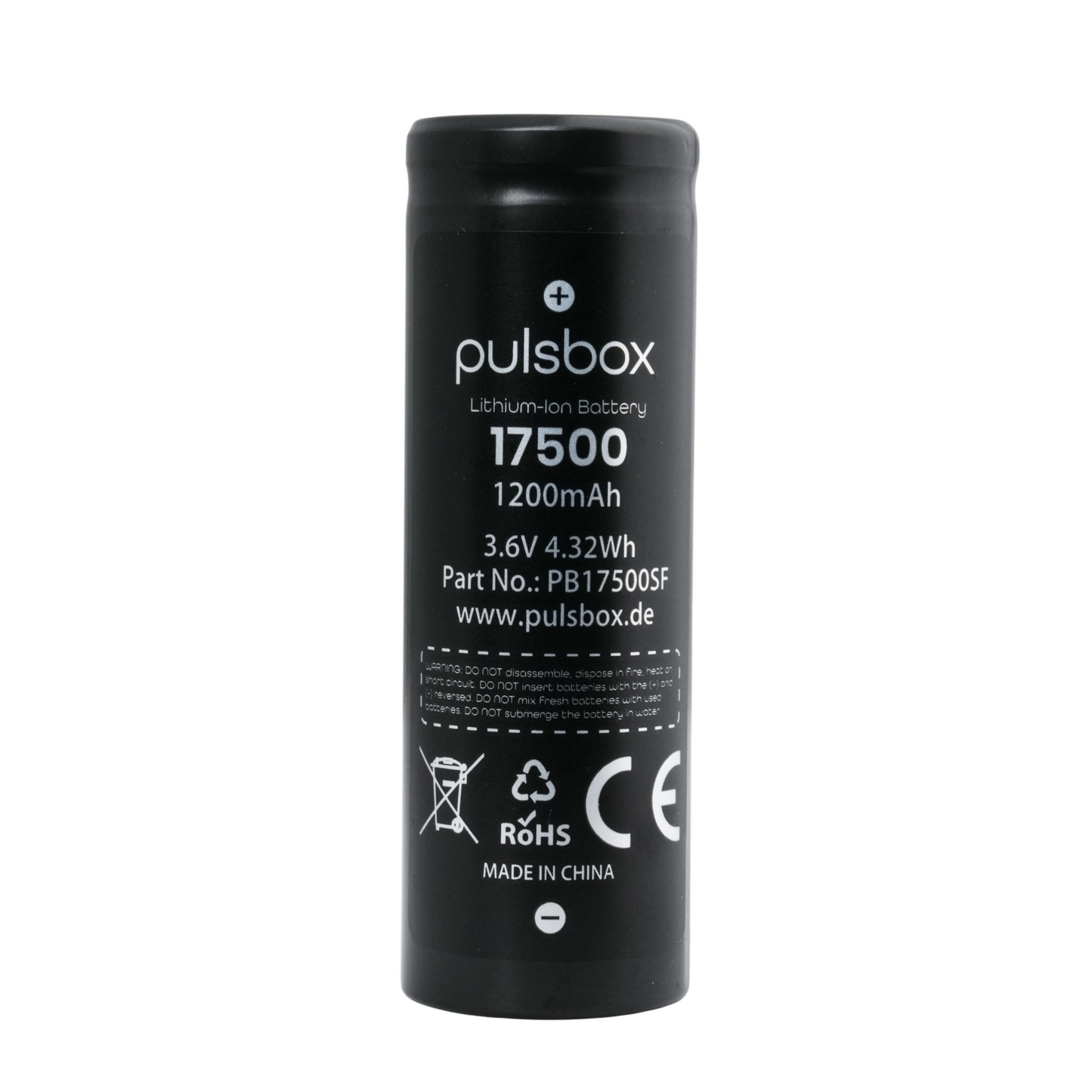 pulsbox 17500 Li-Ion Akku 3,7V 1200mAh, 3A Entladestrom