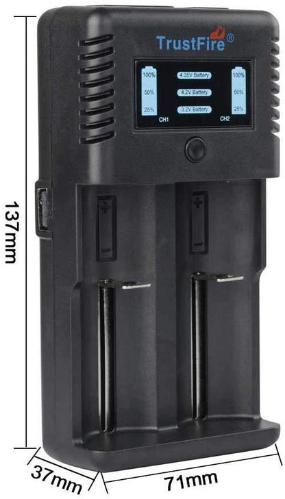 TrustFire TR-019 intelligentes 2-Slot Ladegerät für Lithium Akkus