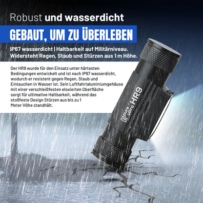 HR9 LED Stirnlampe 900 Lumen | Rotlicht | 18650 4000mAh | USB-C | IP66 Outdoor