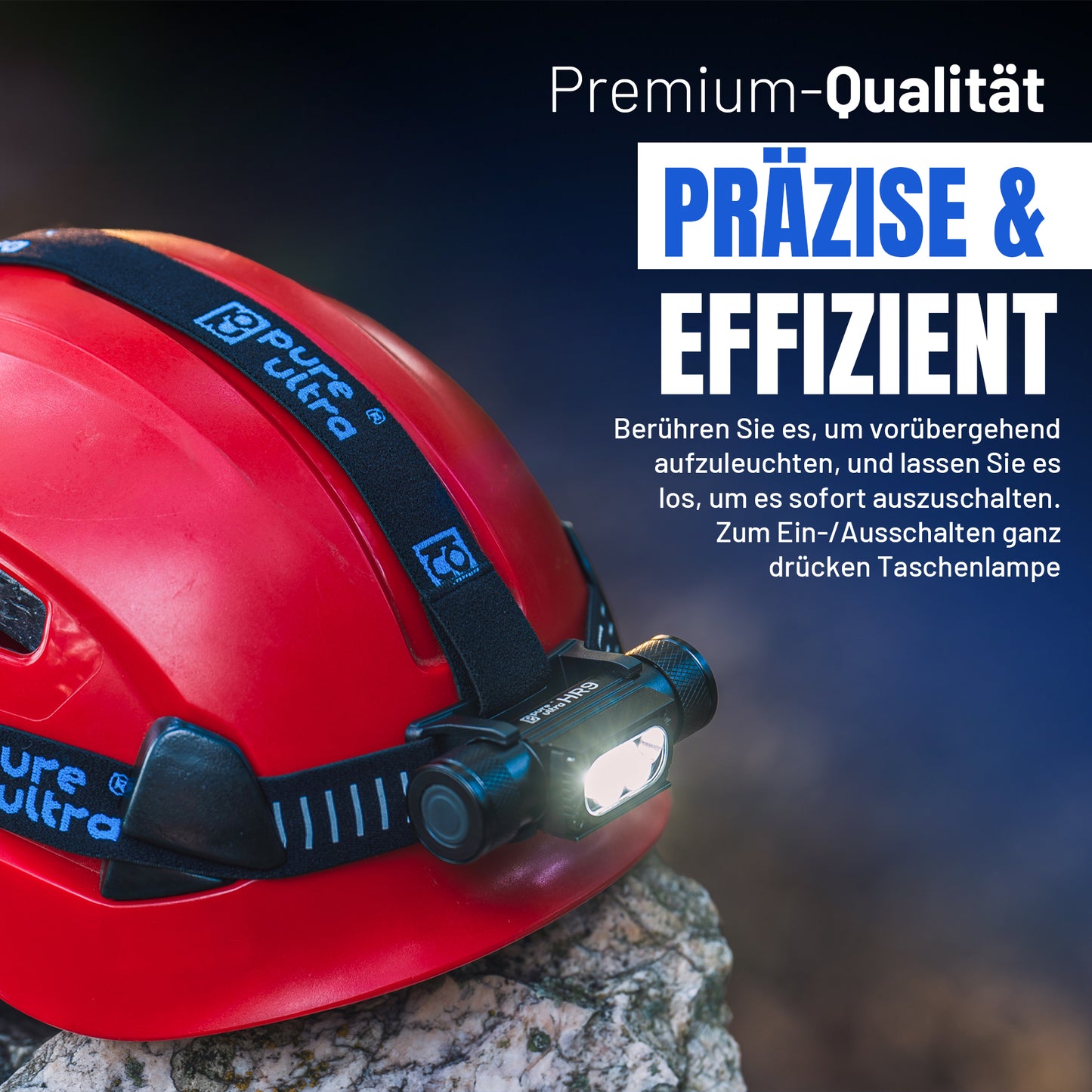 HR9 LED Stirnlampe 900 Lumen | Rotlicht | 18650 4000mAh | USB-C | IP66 Outdoor