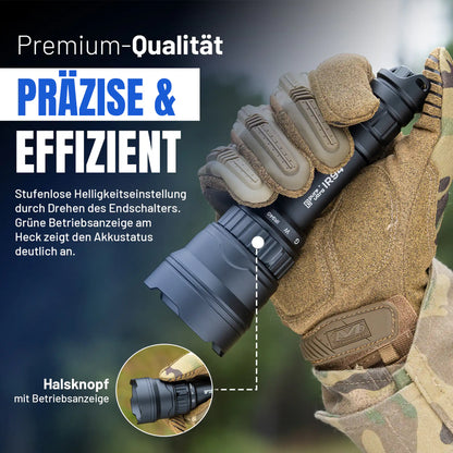 IR94 Infrarot Taschenlampe Set – 3in1 LED (IR940nm + Grün + Weiß) – dimmbar & zoombar – 550m Reichweite – mit 18650 Akku & Ladegerät – für Nachtsichtgerät & Tierbeobachtung