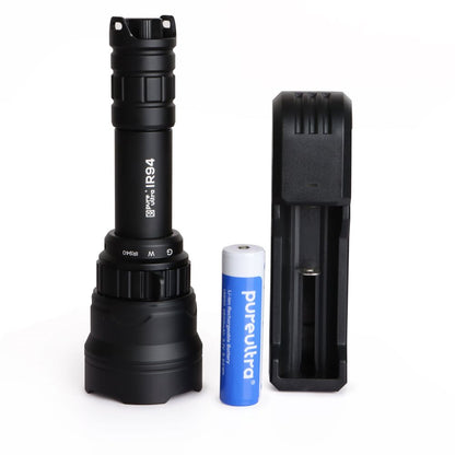IR94 Infrarot Taschenlampe Set – 3in1 LED (IR940nm + Grün + Weiß) – dimmbar & zoombar – 550m Reichweite – mit 18650 Akku & Ladegerät – für Nachtsichtgerät & Tierbeobachtung