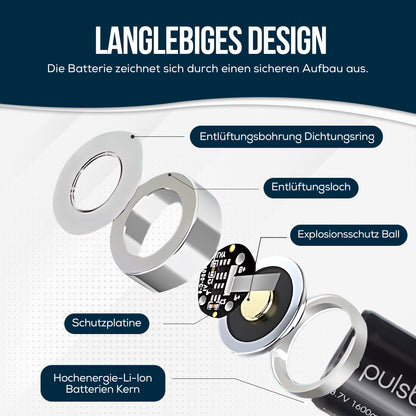 pulsbox 18350 | 18400 Li-Ion Akku 3,7V 1600mAh integrierte PCB-Schutzschaltung