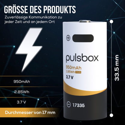 RCR123A CR123A 17335 Li-Ion Akku 3.0V | 3.7V 950mAh | USB-C wiederaufladbar | integrierter Schutz