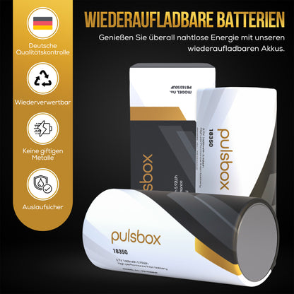 18350 Li-Ion Akku 3,7V | Flat Top/Button Top | 1600mAh | 8A (2 x Akku)