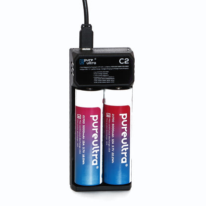 PureUltra C2 USB-C Ladegerät für 2x Li-Ion Akkus | 2-Schacht Schnellladegerät