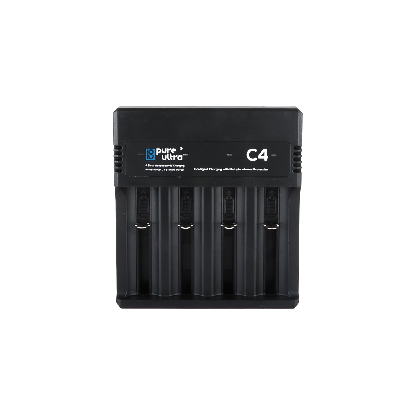 PureUltra C4 Ladegerät für 4x Li-Ion Akkus | 4-Schacht USB Akkuladegerät