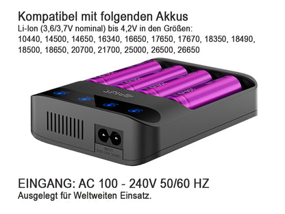 EFEST LUSH Q4 Li-Ion Ladegerät – 4-Schacht Ladegerät mit Auto-Erkennung & Sicherheitsfunktionen