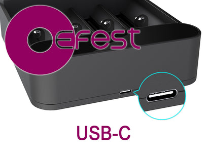 EFEST SLIM K4 Li-Ion Ladegerät – 4-fach Schnelllader mit USB-C, Schutzfunktionen & Auto-Erkennung