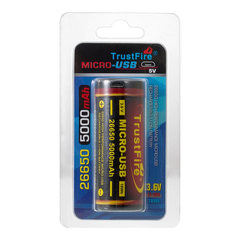 26650 5000mAh Akku PCB-Schutz - USB wiederaufladbar