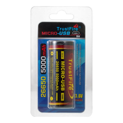 26650 5000mAh Akku PCB-Schutz - USB wiederaufladbar