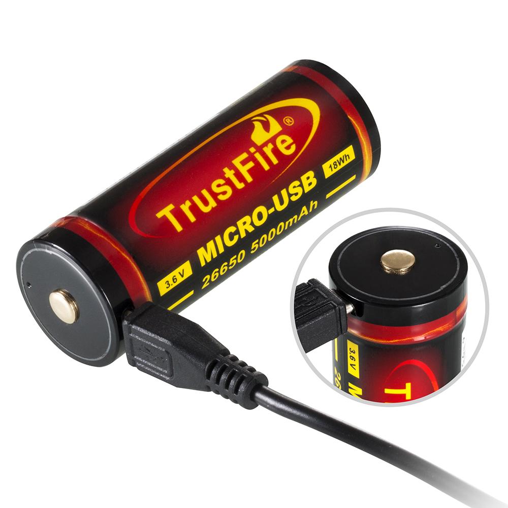 26650 5000mAh Akku PCB-Schutz - USB wiederaufladbar