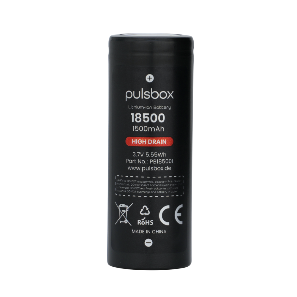 pulsbox 18500 IMR High Drain Li-Ion Akku 3,7V 1500mAh, 22A Entladestrom