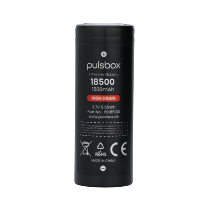 pulsbox 18500 IMR High Drain Li-Ion Akku 3,7V 1500mAh, 22A Entladestrom