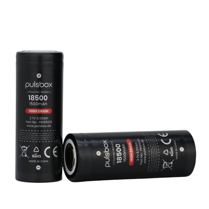 pulsbox 18500 IMR High Drain Li-Ion Akku 3,7V 1500mAh, 22A Entladestrom